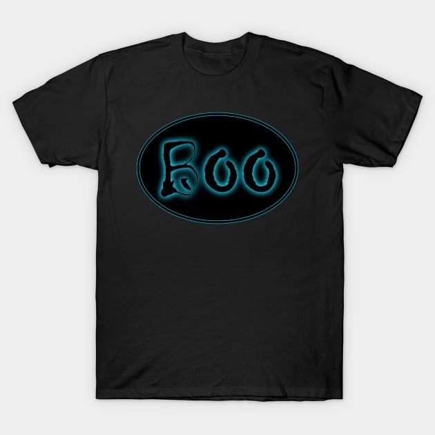 Glowing Blue Halloween Boo Bar Sign T-Shirt by gkillerb